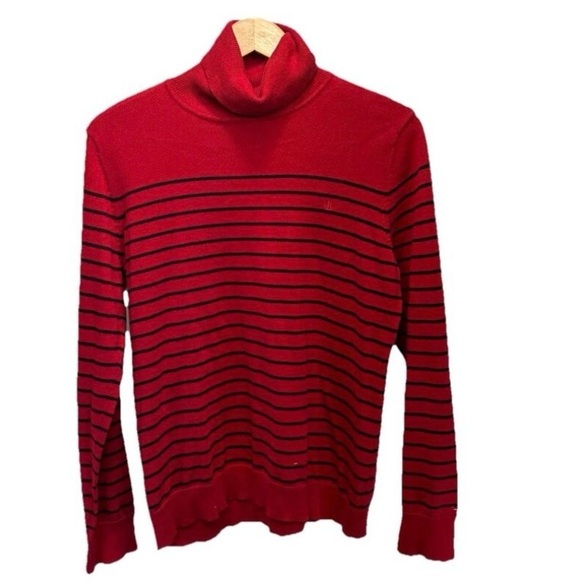 Lauren Ralph Lauren Womens Turtleneck Sweater  Red Striped Size XL Cotton preppy - Picture 1 of 12